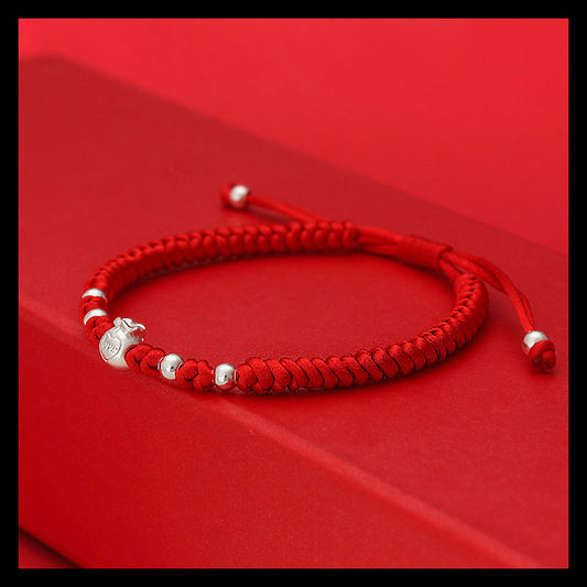 Female Hand-woven Zodiac Anniversary Year Red Carrying Strap Bracelet