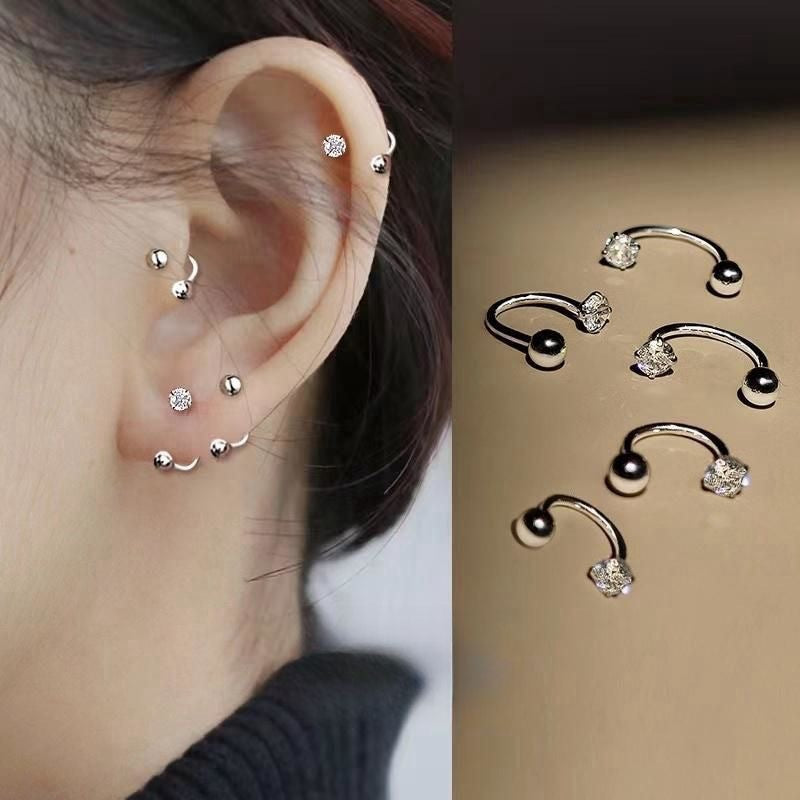 Women's Super Flash U-shaped Ear Bone Fashionable Screw Tightening Buckle Stud Earrings