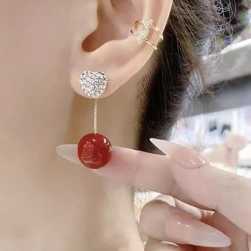Pearl Diamond Love Heart Niche Sier Earrings