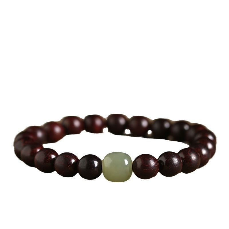 Women's & Men's Pterocarpus Jade Plate Crafts Single Ebony Buddha Beads Gold Sandalwood Bracelet