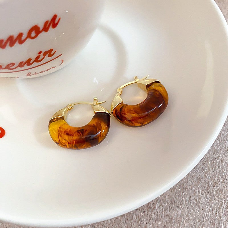 Women's Needle Geometric Irregular Resin Fashionable Retro Earrings