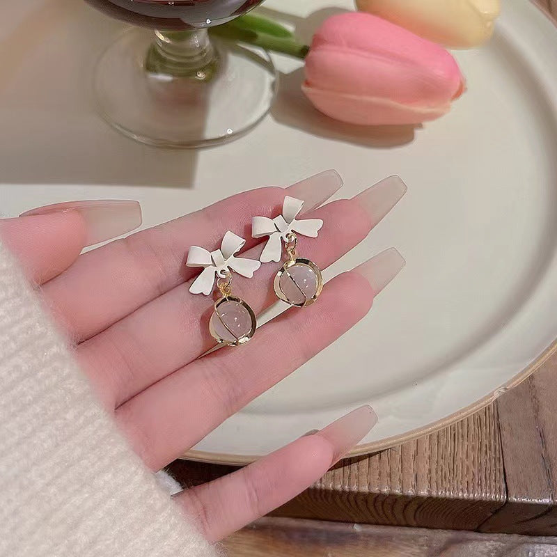 Women's Needle Light Luxury Simplicity Bow For Opal High-grade Rings