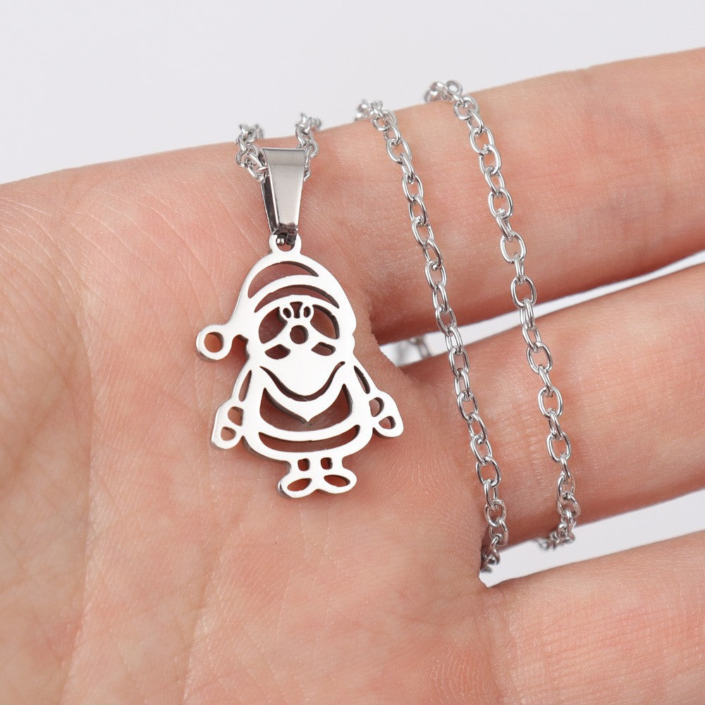 Stainless Steel Santa Christmas Tree Stylish Simple Necklaces
