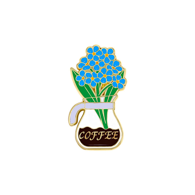 Cup Rose Tulip Sunflower Cute Schoolbag Decorative Brooches