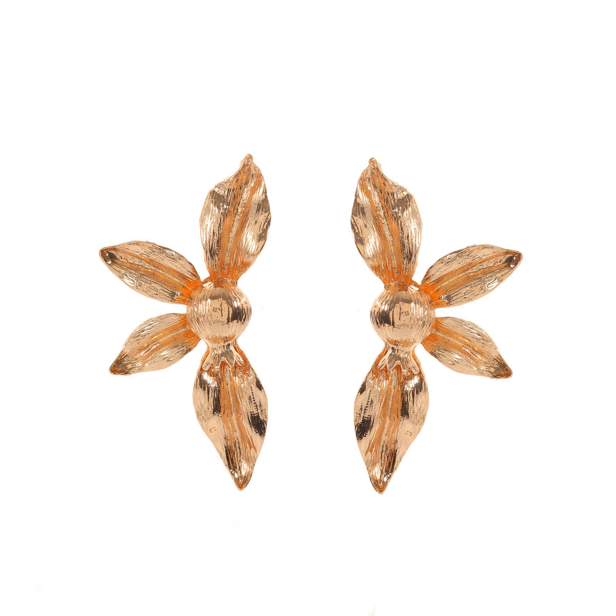 Women's Retro Exaggerated Personalized Flower Left Right Symmetrical Simple Stylish Earrings