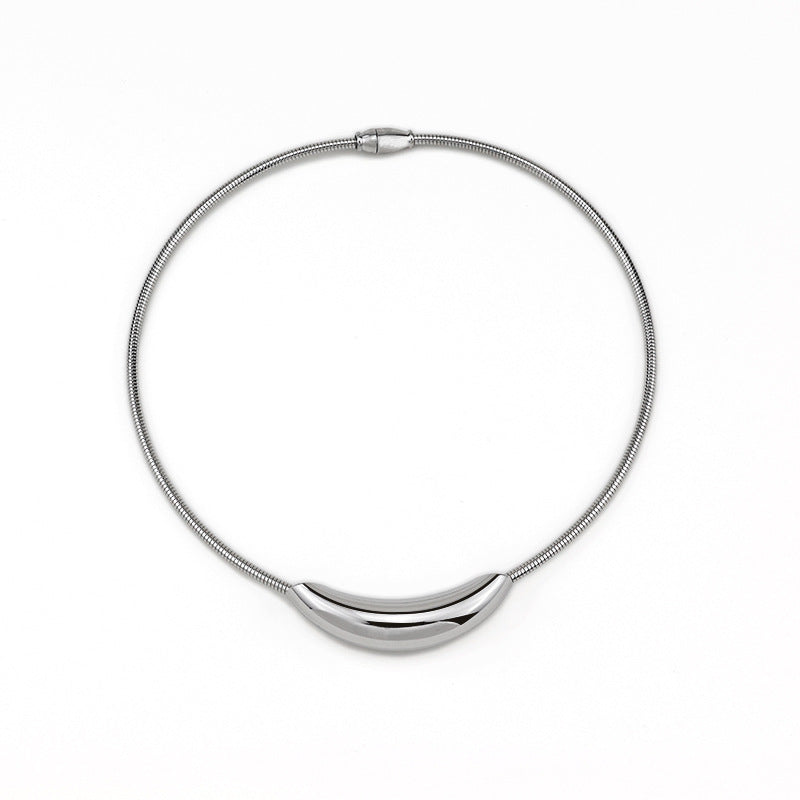 Titanium Steel High-grade Cold Metal Curved Elbow Snake Bones Chain Collar