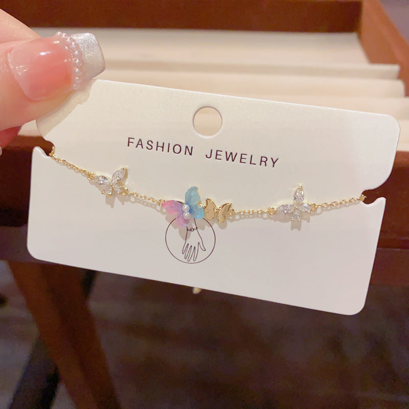 Sweet Zircon Butterfly Exquisite Light Luxury Unique Bracelet