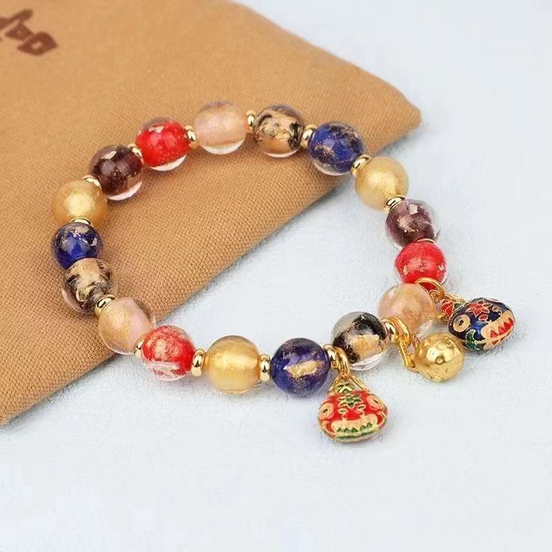 Glass Gold Beads Swallowing Beast Holiday Gift Bracelet