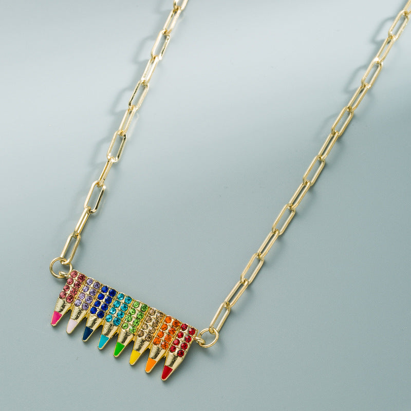 Fashion Fashionmonger Personality Color Crayon Alloy Clavicle Chain Necklace