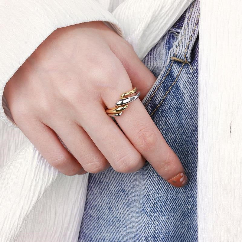 Unique Color Matching Thick Hemp Flowers Copper Twisted Rings