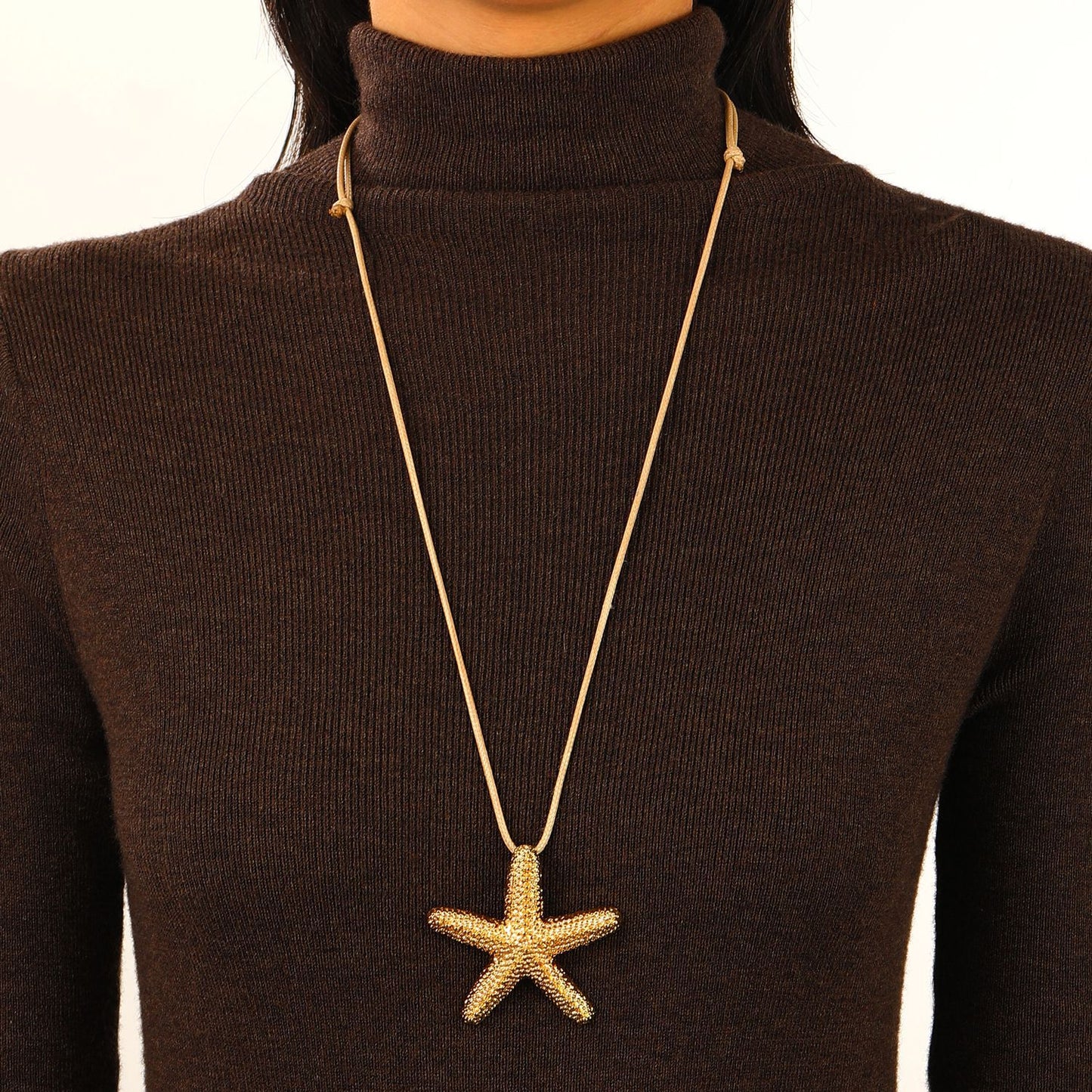 Women's Style High-grade Alluvial Gold Long Starfish Necklaces