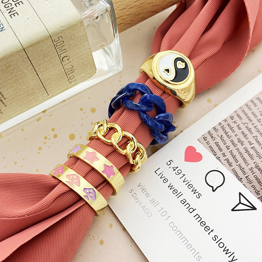 Women's Creative Simple Resin Alloy Tail Color Ring