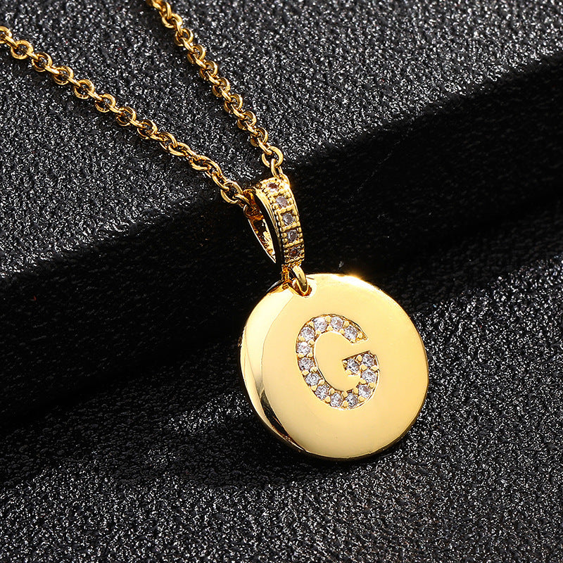 Women's Letter Fashionable English Copper Inlaid Zircon Small Necklaces