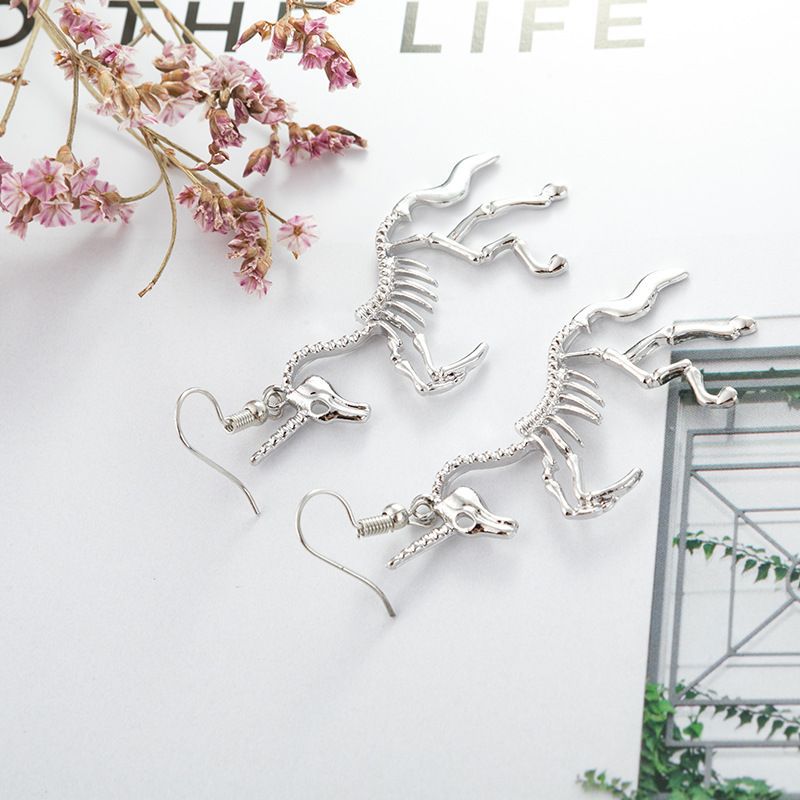 Trendy Cool Creative Hollow Design Unicorn Skeleton Style Earrings