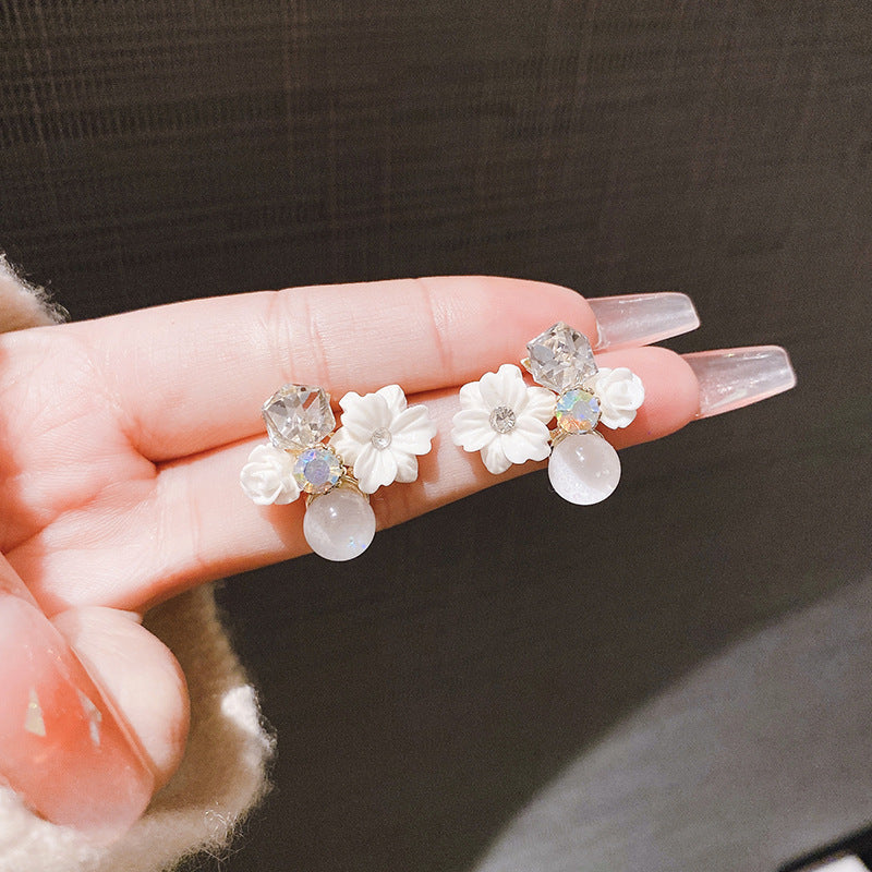 Special Offer Diamond Opal Crystal Flowers Fresh Sweet Mori Earrings