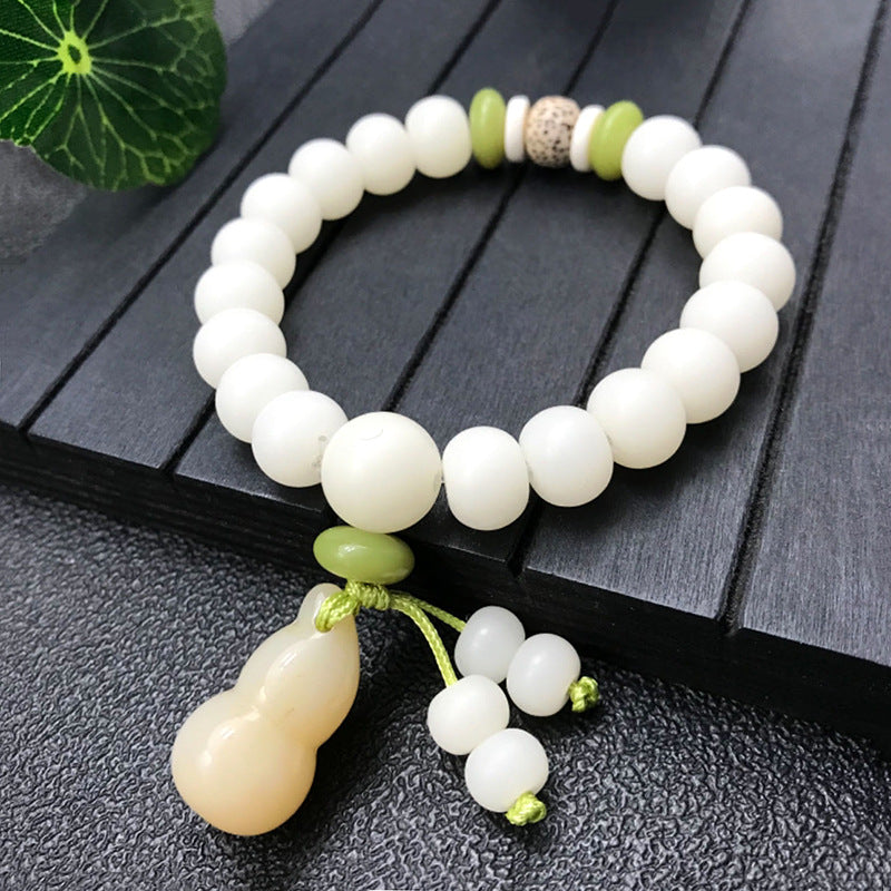 Style White Jade Bodhi Root Original Ecology Seed Buddha Beads Bracelet