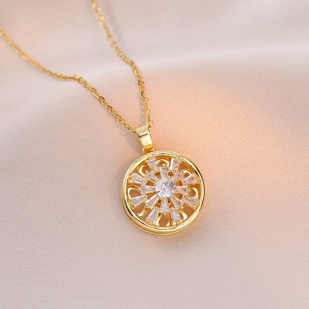 Women's Colorful Flower Titanium Steel Clavicle Chain Necklace