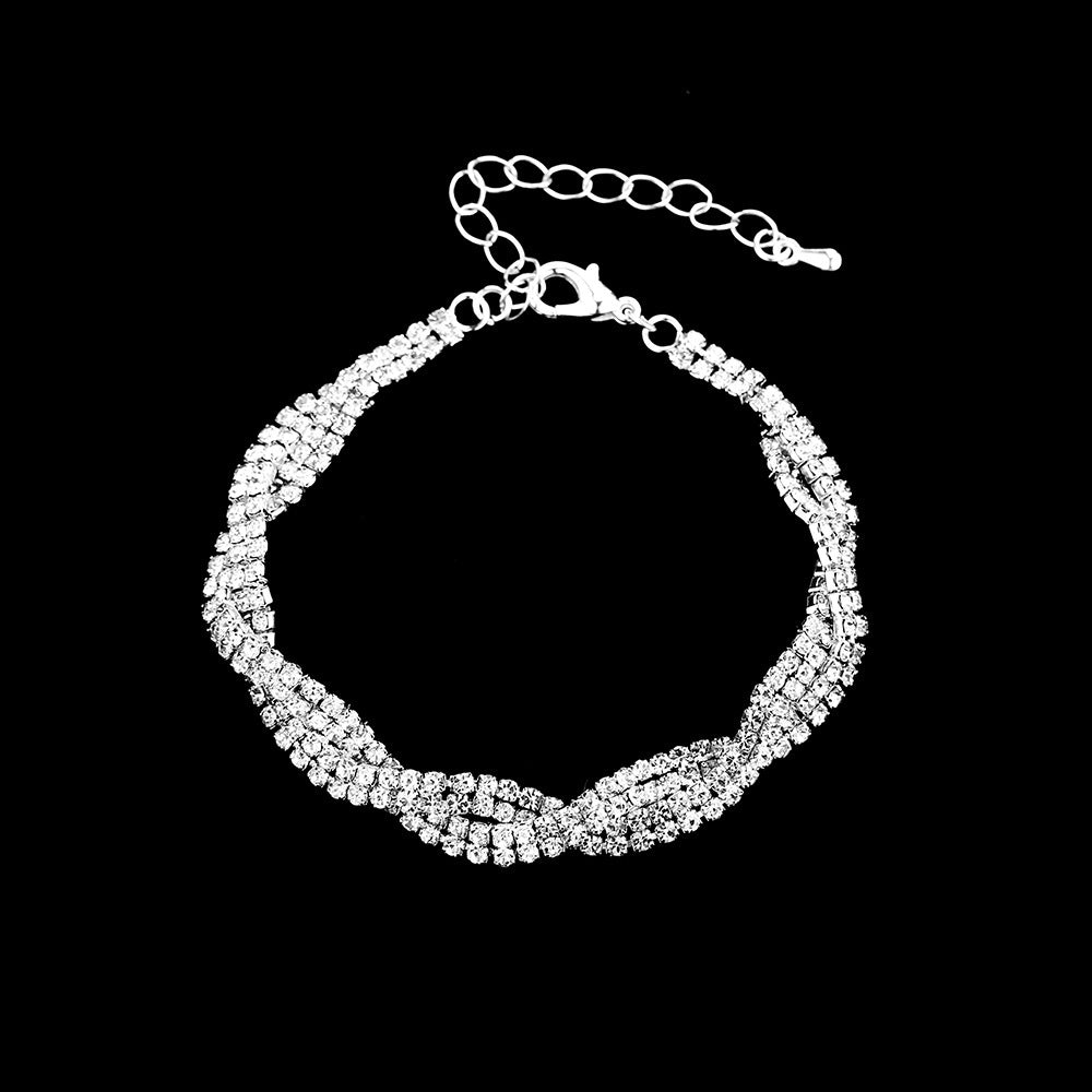 Women's Popular Wedding Dress Bridal Rhinestone Two-piece Necklaces