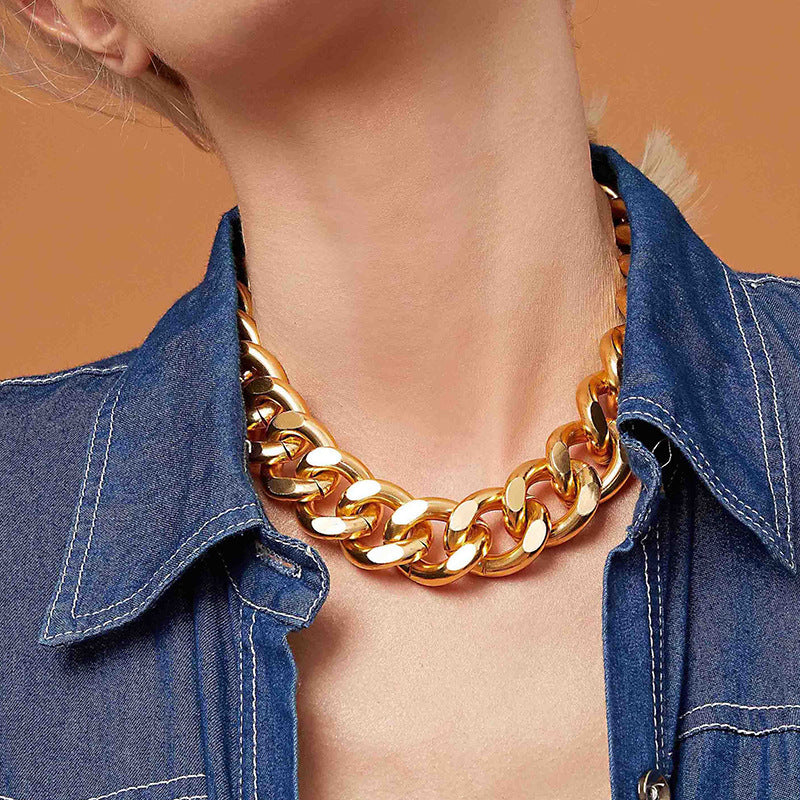 Women's Fashion Thick Chain Simple Style Personalized High Sense Necklace