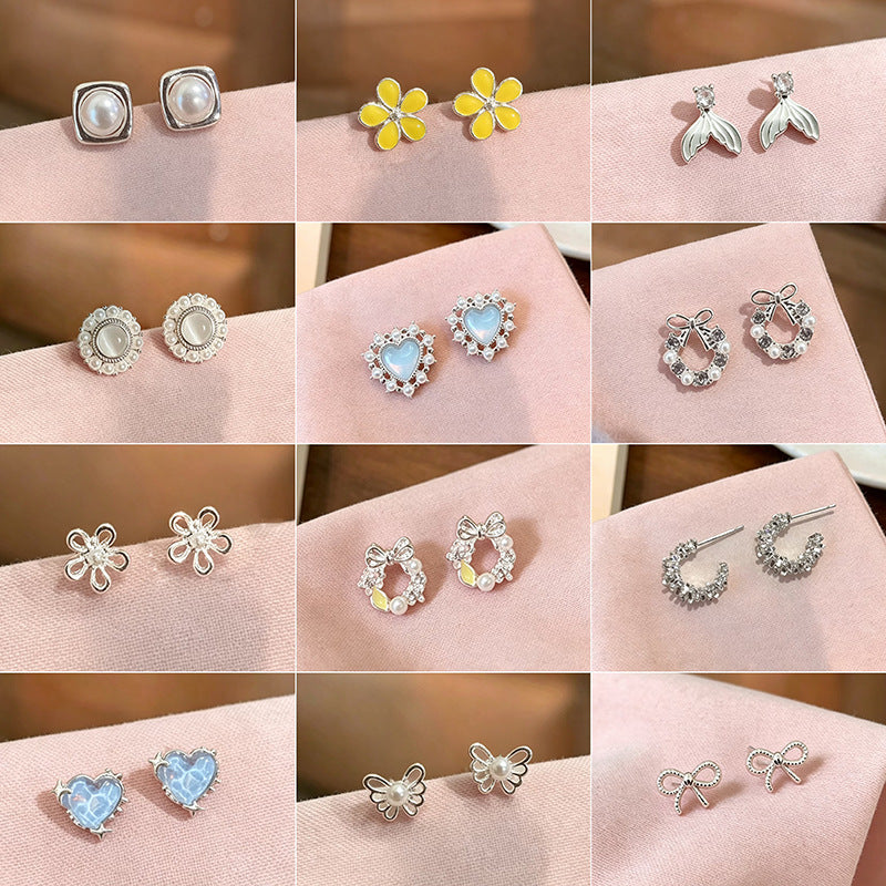 Women's Sparking Zirconium Pearl Light Luxury High-grade Unique Beautiful Stud Earrings