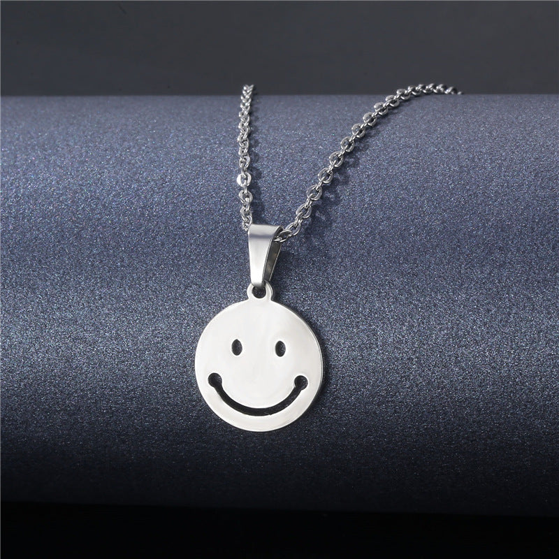 Stainless Steel Cut Hollow Geometry Tag Necklace