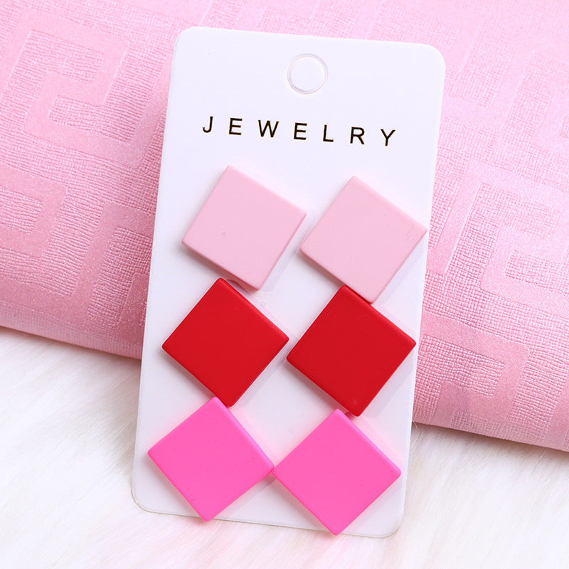 Women's Valentine's Day Gift Love Three-piece Acrylic Earrings