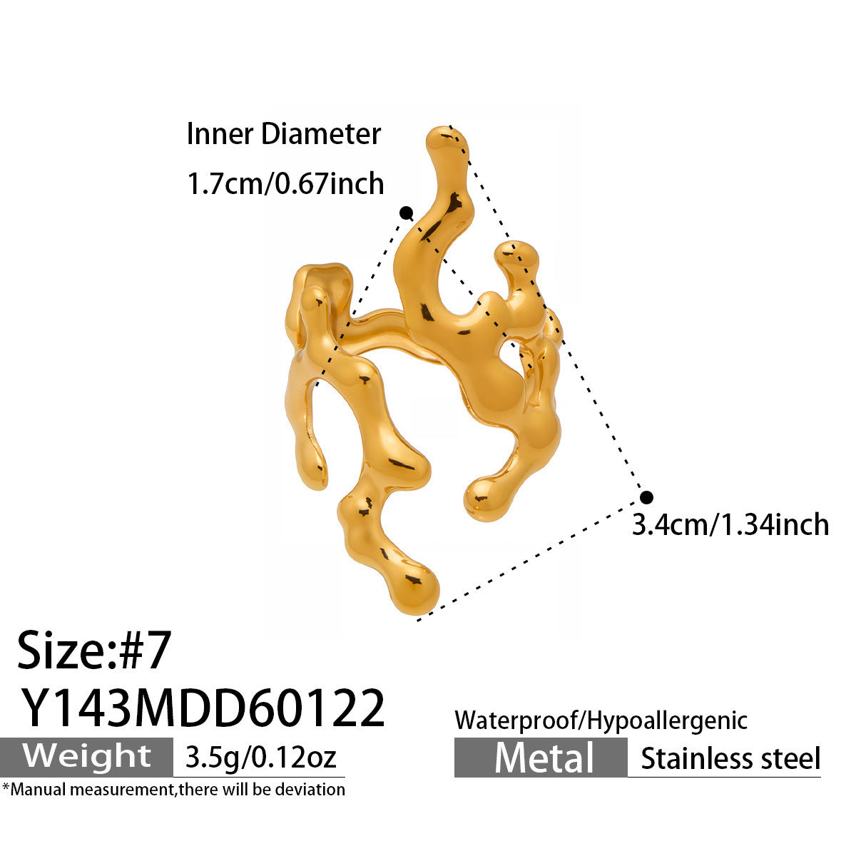 Design Geometric Stainless Steel Gold Plated Minority Fashion Rings