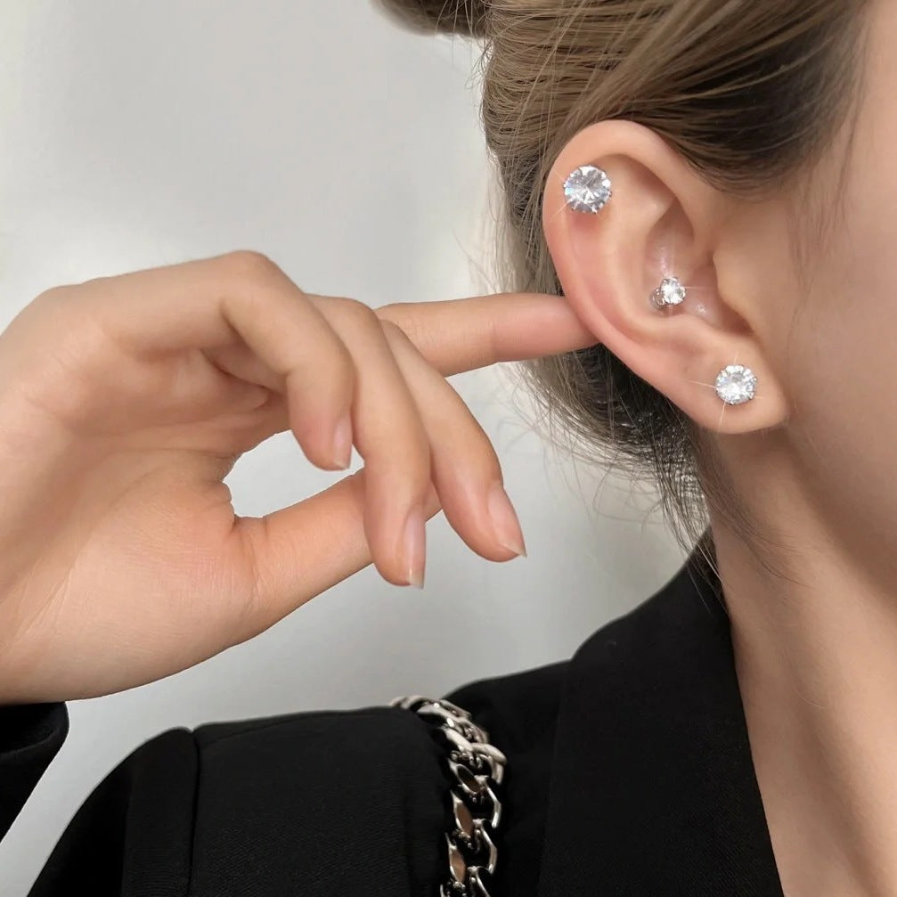 Flash Ear Bone Pin Magnet Male Magnetic Suction Stud Earrings