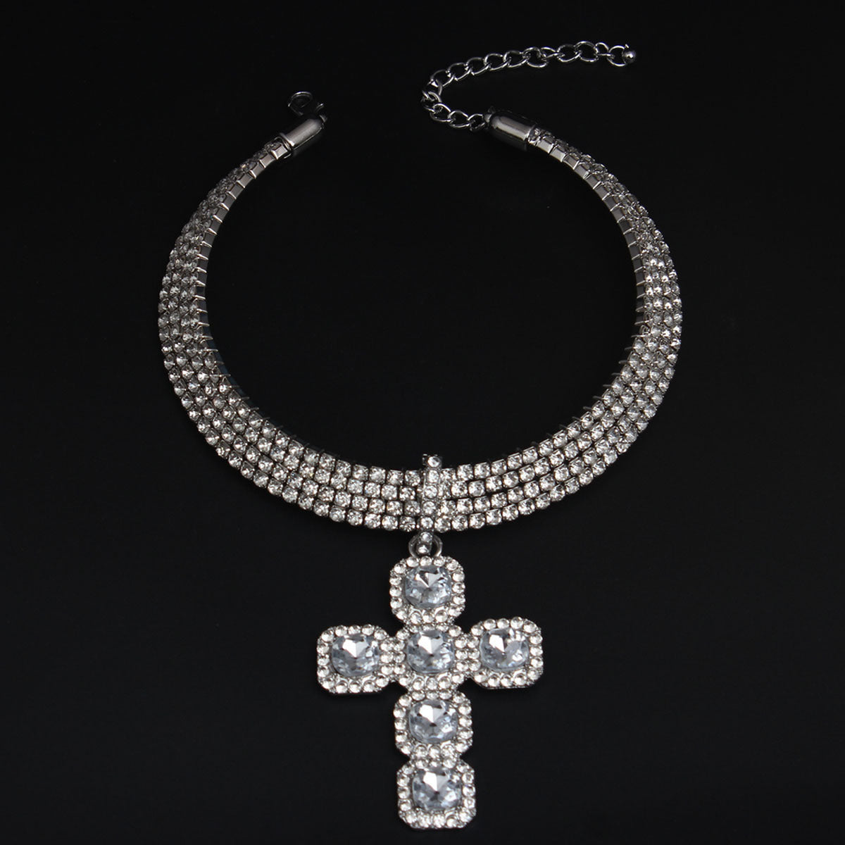 Fashion Personality Rhinestone Cross Exaggerated Female Collar
