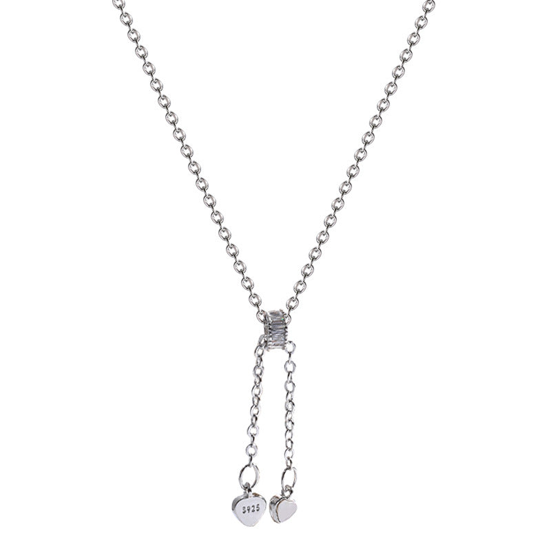 Tassel Double Love Titanium Steel Female Graceful Clavicle Necklace