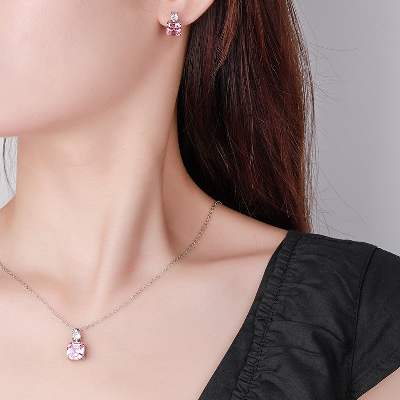 Pagoda Cut Princess Square Yellow Diamond Jewelry Set