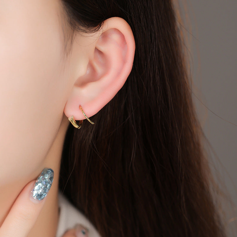 Single Rhinestone Ear Hook Light Luxury Earrings