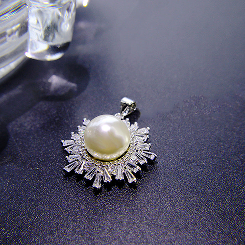 Women's Korean Style Rhinestone Pearl Snowflake Fashion Temperament Micro Three-piece Necklaces