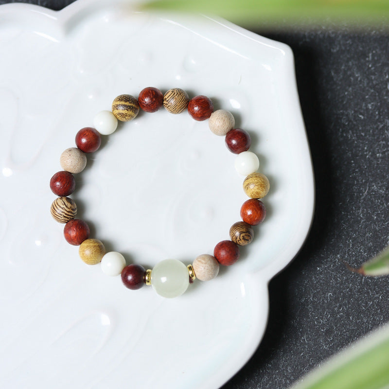 Women's & Men's Bamboo Festival Six Words Proverbs Moonstone Rosary Single Circle Bracelets