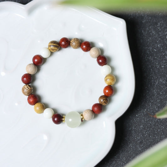 Women's & Men's Bamboo Festival Six Words Proverbs Moonstone Rosary Single Circle Bracelets