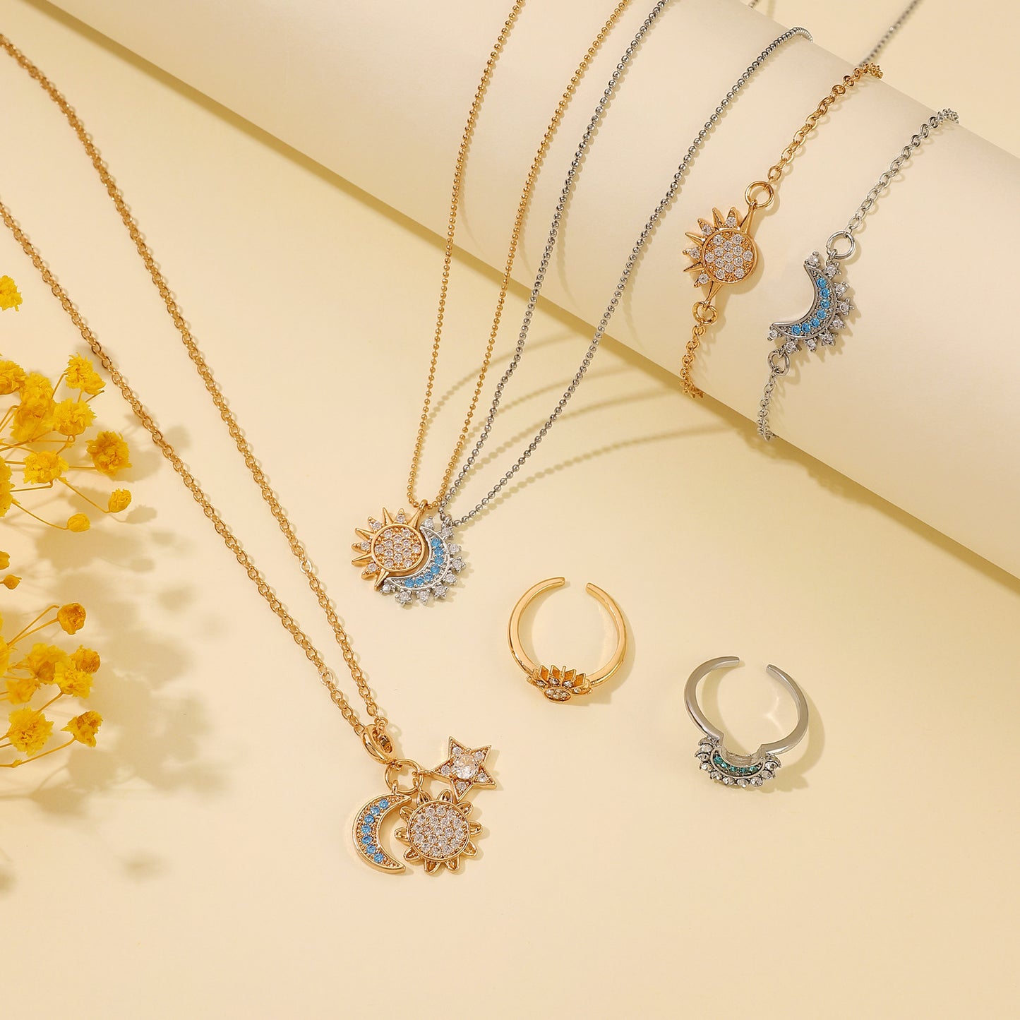 Elegant Charming Diamond Sun Moon Female Rings