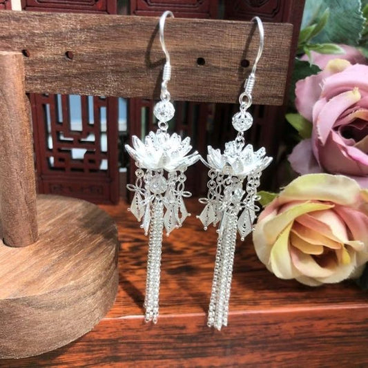 Lotus Long Tassel Ancient Style Temperament Rings