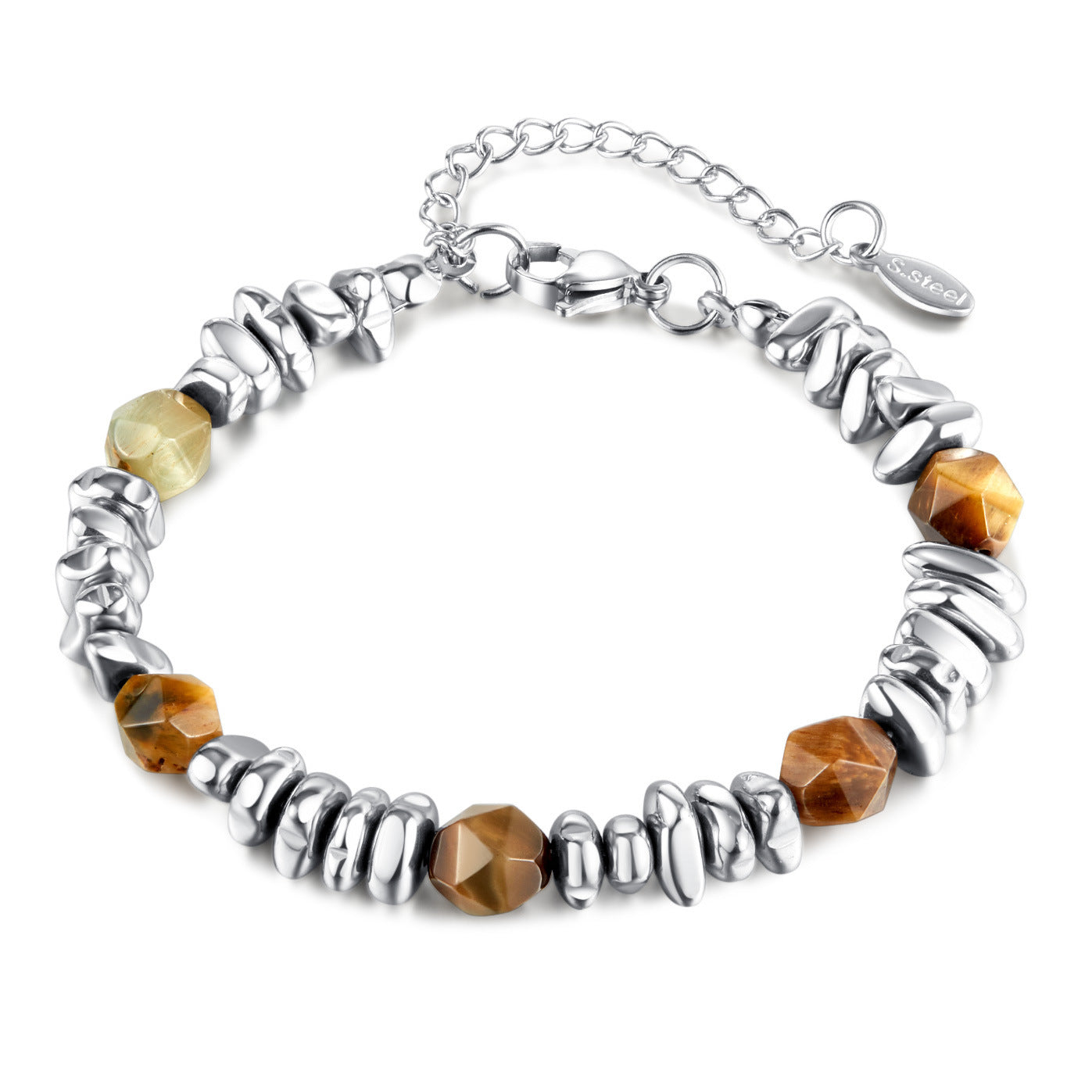 Women's & Men's Fashion Stainless Steel Natural Yellow Tigereye Bracelets
