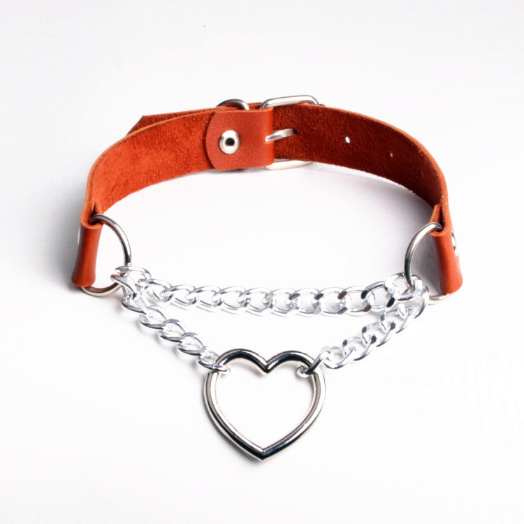 Peach Heart Chain Couple Street Shot Love Collar