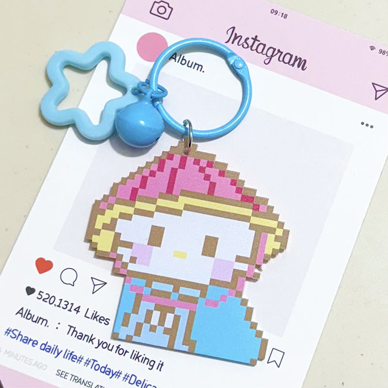 Pixel Cartoon Key Button Schoolbag Cute Acrylic Hang Decorations Hanging Ornaments