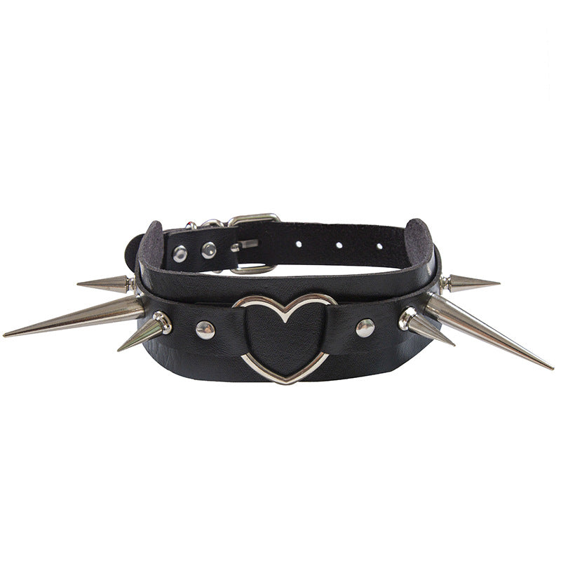 Long Peaked Short Pointed Rivet Personality Collar