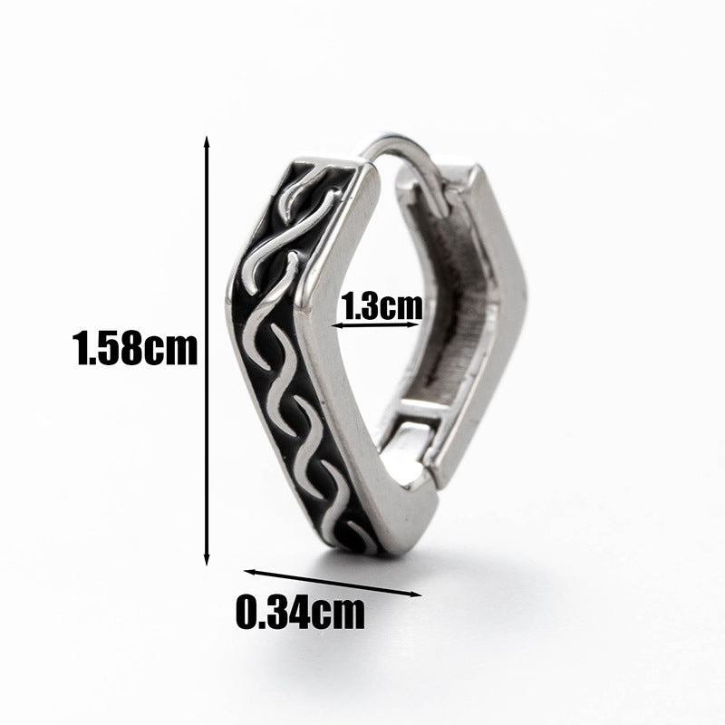 Men's Stainless Steel Casting Rose Skull Snake-shaped Earrings