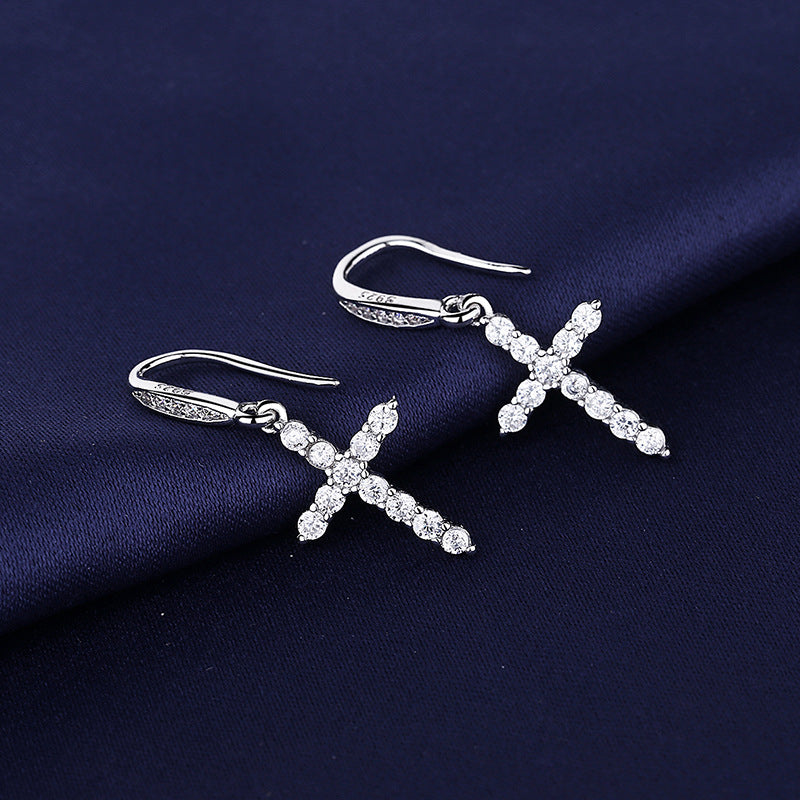 Women's Cross Ear Hook Elegant For Simple Fine Trendy Cold Stud Earrings