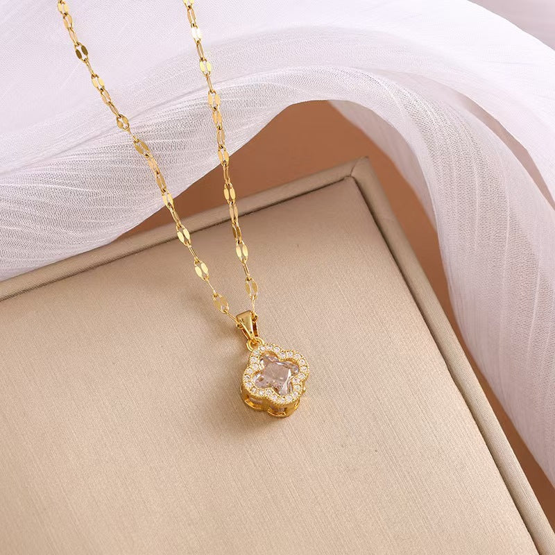 Women's Four-leaf Flower Cold Style Titanium Steel Clavicle Chain Necklaces