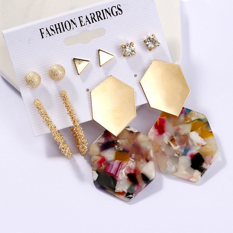 Creative Simple Acrylic Alloy Metal Pearl Stud Earrings