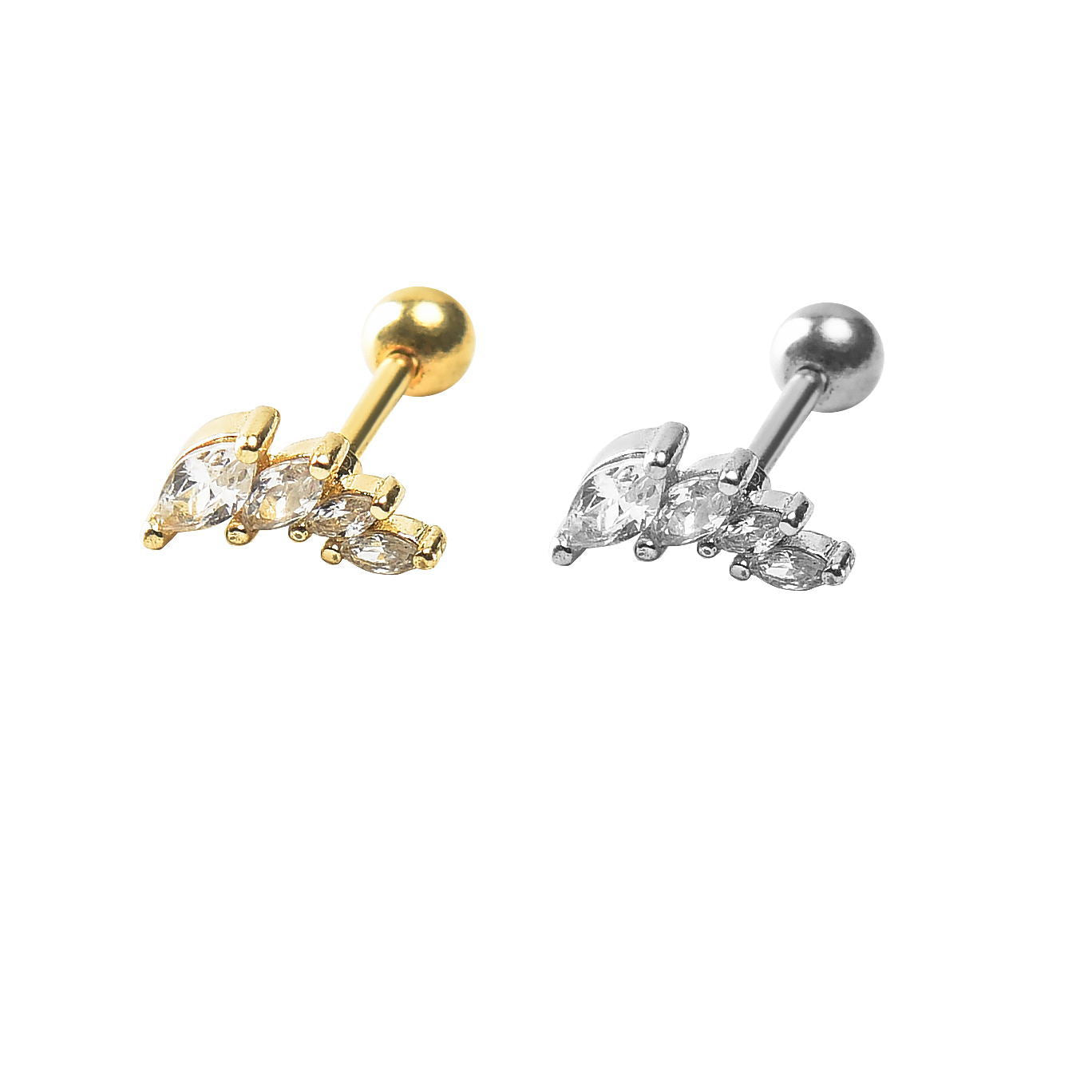 Inlaid Nail Straight Rod Stainless Steel Stud Earrings