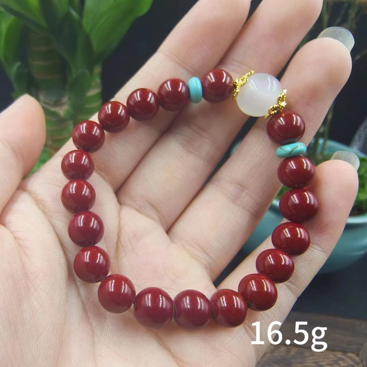 Women's & Men's Cinnabar Purple Gold Sand Single Circle Simple Buddha Beads Light Bracelet