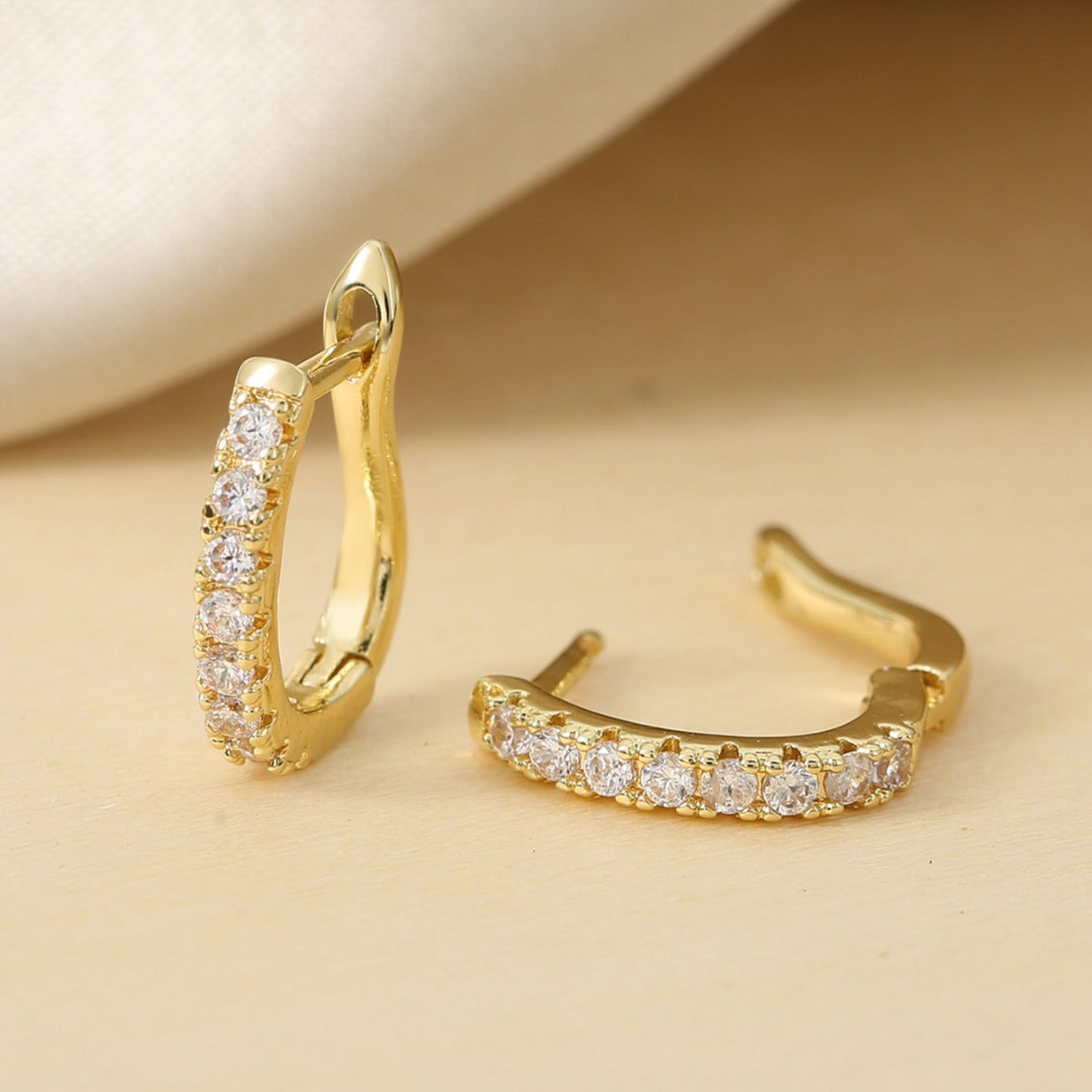 Ear Clip Light Luxury Colorful Zircon Temperament Stud Earrings