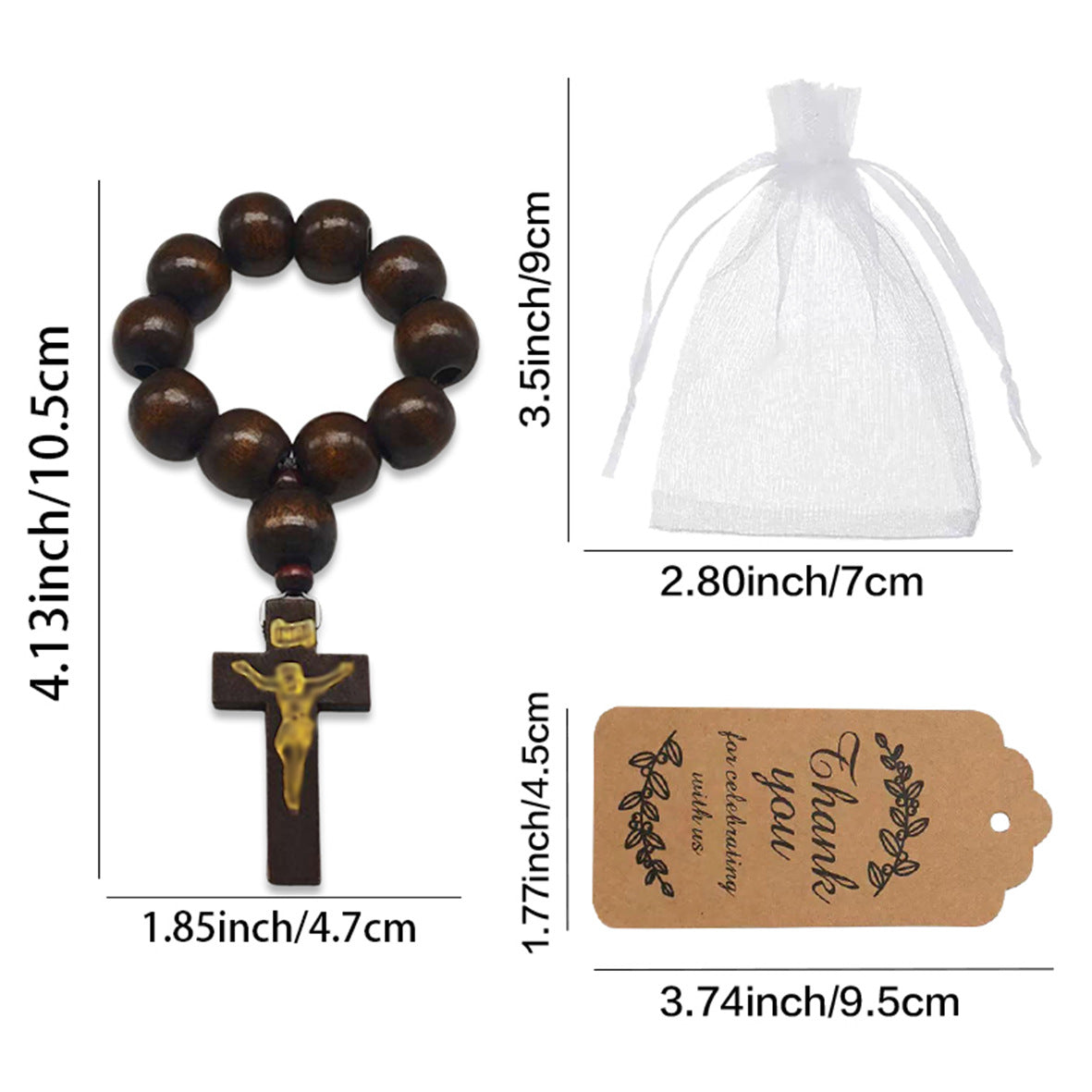Beaded Cross White Mesh Bag Communion Gift Bracelet