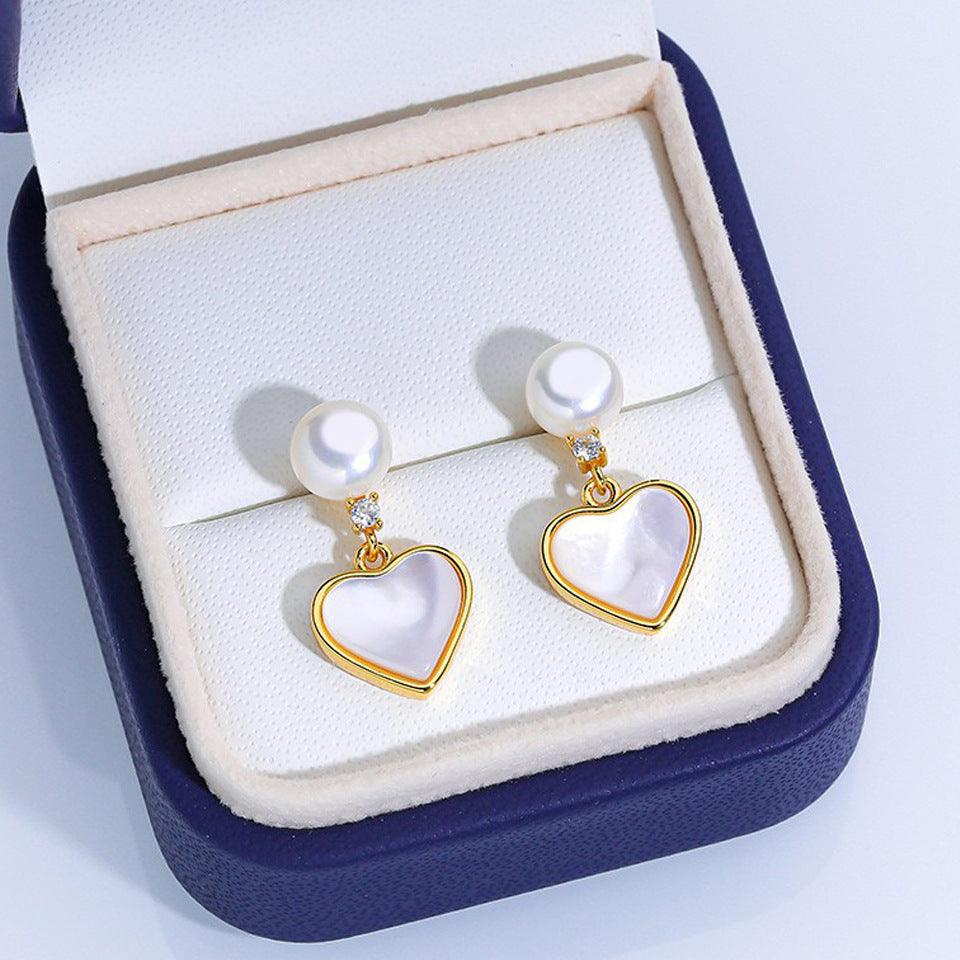 Freshwater Pearl Ear Sier Needle Light Luxury High-grade Fritillary Earrings